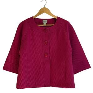 Chico’s Women’s Jacket Size 2 Pink Swing Coat Pleated Old Money Quiet Luxury